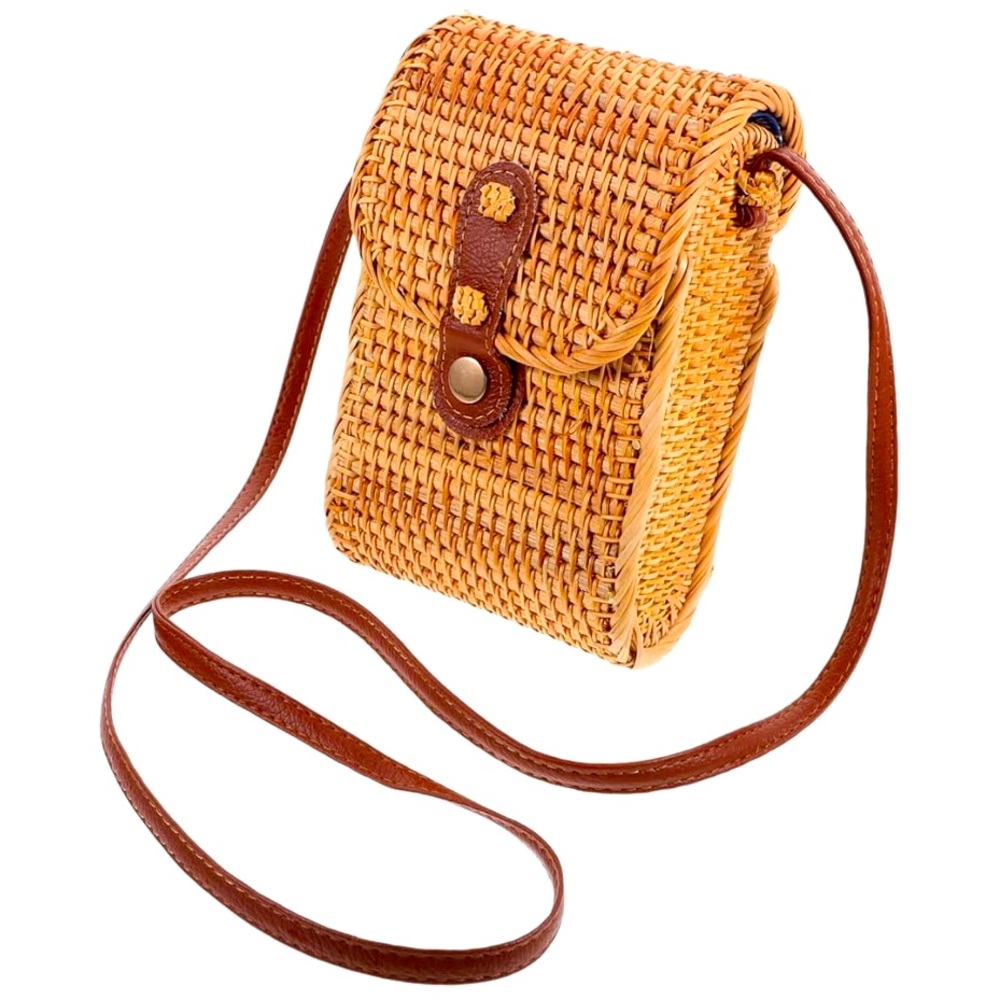 Woven Tan Crossbody Bag